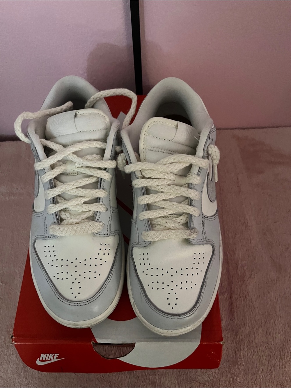 Nike White and Light Gray Low-Top Sneakers
